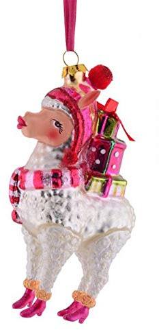 Gift Company - Christbaumschmuck, Baumschmuck, Anhänger - Alpaka mit Geschenken - 7,5 x 14,2 x 4,5 cm - 1 Stück