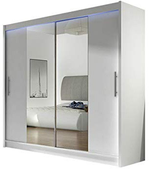 Mirjan24 Penderie London II avec Miroir, Porte coulissante et Porte coulissante 180 x 215 x 57 cm