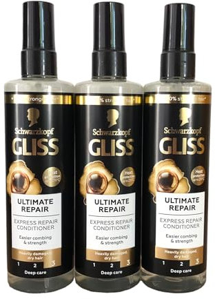 Gliss Express Ultimate Repair Conditioner Spray – 200 ml – For Very Damaged Hair – Schwarzkopf, Pack of 3