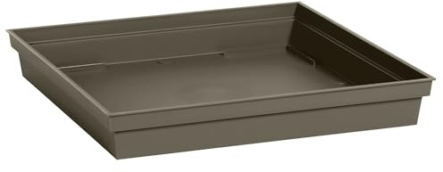 EDA - Soucoupe Carrée Toscane 40 cm - pour Pot de Fleur Carré Toscane 50 cm - 40 x 40 x H.5,9 cm - Taupe