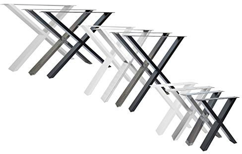Natural Goods Berlin 2X Tischkufen X-Form - Design Tischbeine Metall Edelstahl - Tischgestell Outdoor - Tischfüße Metall - Möbelfüße aus Stahl - Bankgestell für Sitzbank, Couchtisch - B40 x H42cm