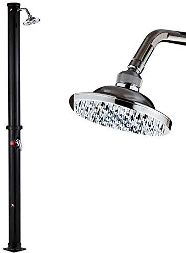 BAKAJI Doccia Solare per Giardino Piscina Esterno Campeggio Serbatoio 20Lt con Soffione Regolabile Miscelatore Acqua Calda Attacco Tubo da Giardino Dimensione 220 x 16,5 x 16,5 cm