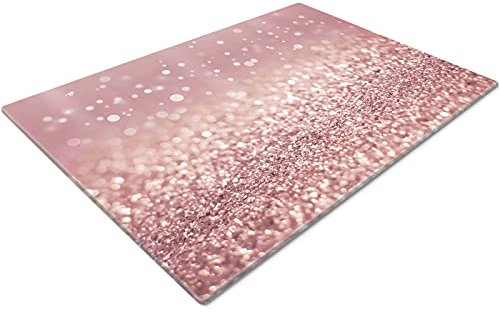 Glass Worktop Savers | Worktop Protectors Heat Resistant | Catering Chopping Boards | Chopping Boards Glass | Over The Sink Chopping Board | Large Pink Glitter Effect