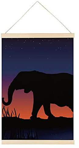 Magnetischer Posterrahmen Elefant Bei Sonnenuntergang Posterschiene Holz Posterleisten Drucken Posterhänger Bilderleiste 40x60cm