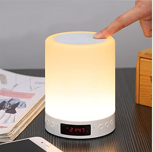 Luci notturne Altoparlante Bluetooth, Touch Sensor Lampada da Comodino Con Sveglia Portatile Altoparlante Senza Fili Lampada Da Tavolo Digital Sveglia USB Ricarica Portatile LED Lampada Da Tavolo
