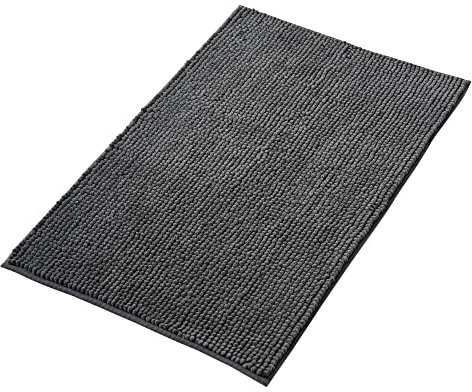 Decomira Tappeto Bagno Antiscivolo in Ciniglia | Tappetino bagno super assorbente, lavabile in lavatrice | Per il bagno, la doccia, la vasca da bagno o come tappetino WC | Antracite - 40x60 cm