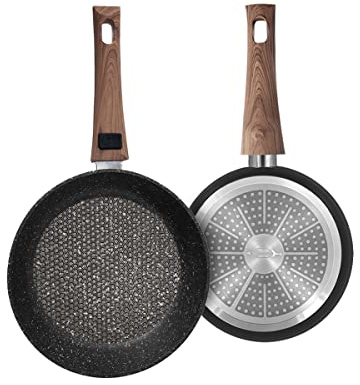 Durandal Pfanne Légende - 2er Set - Bratpfanne mit Abnehmbarem Griff - Servierpfanne antihaftbeschichtet - Aluminiumpfannen - Induktionspfanne (20 + 24 cm)