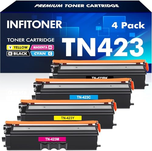 INFITONER TN423 MFC-L8690CDW Toner Kompatibel für Brother TN-423 TN-421 TN 423 Toner für Brother HL-L8260CDW DCP-L8410CDW HL-L8360CDW MFC-L8900CDW 8690CDW 8260CDW Schwarz Cyan Gelb Magenta 4er-Pack