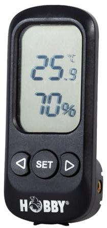 HOBBY Terraristik Terra Check I digitales Hygrometer & Thermometer mit Alarmfunktion I zur exakten Kontrolle der Luftfeuchtigkeit und Temperatur in Terrarien I für ideales Terrarienklima