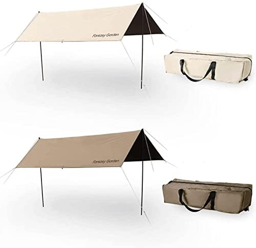 Zeltplanen Strapazierfähiges Campingzelt 4m*3m，Leichtes PU 4000mm Wasserdichtes Vordach，Tragbare stabile Fliegenzeltplane für Wandern & Rucksackreisen Geräumig