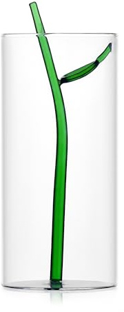 Ichendorf Milano Vaso, Foglia Verde, Collezione Foglia, H 24 cm, Vetro Borosilicato, Fatto a Mano
