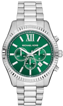 Michael Kors Lexington Watch für Herren, 44mm Quarz-Chronographenwerk mit Edelstahlarmband