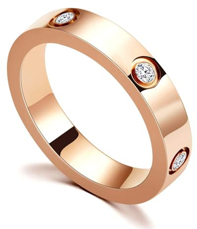 RIXERKOC Anello di Amicizia d'Amore per Donna Cubic Zirconia in Acciaio Inox Promessa Anello di Matrimonio Gioielli Regali di Compleanno di San Valentino per Donne Ragazze