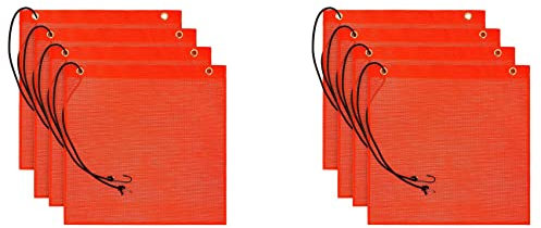 TsoLay Sicherheitswimpel aus Netzstoff, 45,7 x 45,7 cm, Orange, Warnflagge, Bungee-Sicherheitsflagge, gute Sichtbarkeit, wetterfest, mit Ösen, 8 Stück