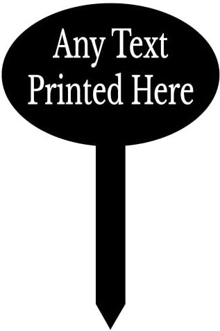 1stclassgifts Personalised Oval Garden Stake Spike Sign Marker Any Text Selectio Of Colours Available (UV PRINTED) (Black)