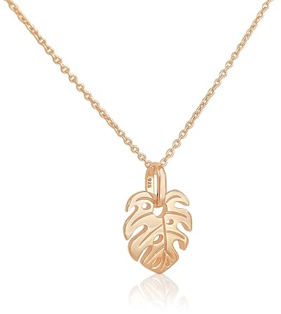 Mary & Jules Halskette Damen Monstera aus recyceltem 925 Sterling Silber - Kette Damen mit Blatt Anhänger, für Frauen & Mädchen, eleganter, alltagstauglicher Schmuck, trendige Geschenkidee