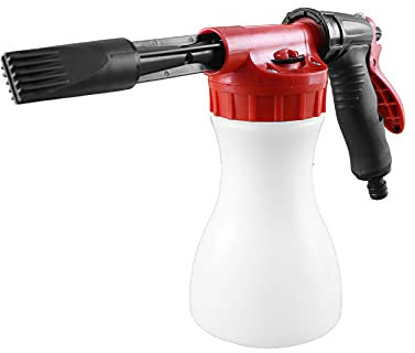 Garden Adjustable Snow Foam Gun Sprayer, 900ml Car Cleaning Foam Lance, High-Pressure Anti-Slip Water Gun Fit Universal Garden Hose for Car House Washing Garden Watering (Red)
