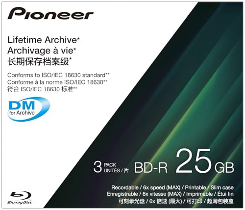Pioneer archivtaugliche BD-R-Discs, JIS X6257-kompatibel, DM for Archive-kompatibel, JIIMA-Zertifiziert, 3 Disc-Satz IPS-BD11W