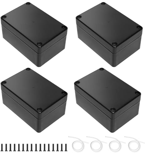 KATLINNA Schwarz Abzweigdose, 4 Stück Anschlussdose Wasserdicht Projekt Box | Universal Verteilerdose Aufputz IP65 Kunststoff Abzweigkasten ABS Elektrische Boxen für Indoor Outdoor(100 * 68 * 50mm)