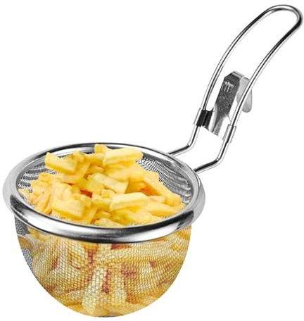 Passoire en Acier Inoxydable à Mailles Fines pour Frites, Nouilles Japonaises et Chinoises, Boulettes et Fondue Suspendue
