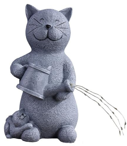 Décoration extérieure de jardin, Cat Figurine with LED Lights, Solar Garden Statues, Outside Decor for Yard Patio Lawn Ornament, Gardening Gifts for Women, Mom - Cadeaux de pendaison de crémaillère un