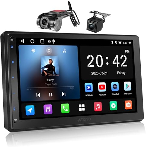ATOTOZONE A5L - Radio de coche Android doble DIN estéreo para coche con cámara de respaldo y cámara DVR, 7 pulgadas CarPlay Android Auto, ChatGPT-AI, navegación GPS, WiFi/Bluetooth/USB, 24 EQ DSP, 2G+