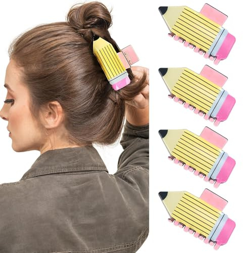 XFSRG 4 Pièces Pince à Cheveux Femme Design Crayon Barrette Cheveux Originale et Colorée Accessoire de Coiffure pour Tous les Jours et Occasions Spéciales