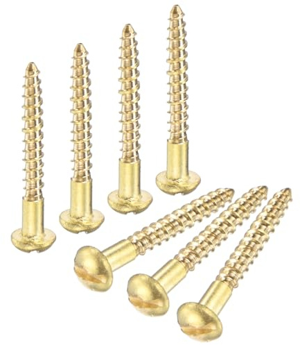 M METERXITY 50-Pack Wood Screws, M2 x 18mm Brass Slotted Round Head Self-Tapping Screw Indoor Fasteners for Woodworking/Furniture Repair/Industry/Gardening/DIY Crafts Decorative Screws
