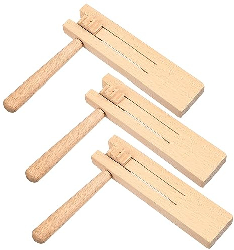 Hemobllo 3piezas Matracas De Madera para Niño Niña Instrumento Musical Orff Seguro con Bordes Lisos para Fiestas Deportivas Reuniones Familiares Fútbol