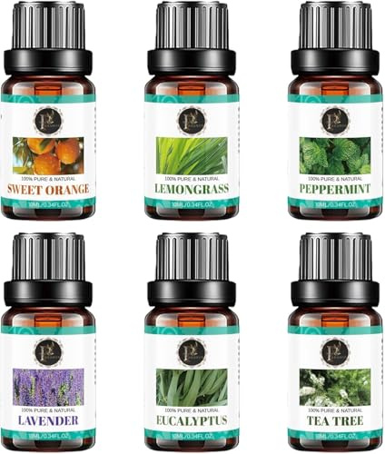 Parahon Essential Oils Gift Set 6 x 10ml – 100% Pure Organic Aromatherapy Oils for Relaxation & Stress Relief (Gift Box)