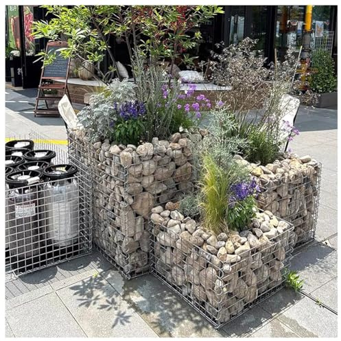 Gabion,Gabion Wall, Galvanized Steel Gabion Raised Garden Bed, Gabion Basket Post, for Outdoor Garden Patio Privacy Protection, Rock or Stone Barrier, Root Guard(5x10cm-2x0.5x1m)