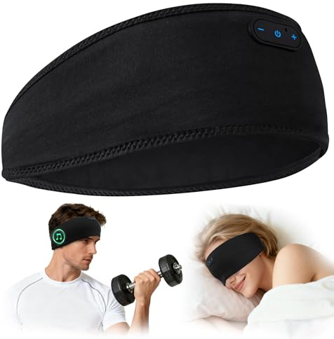 MUSICOZY Sleep Headphones Bamboo Cotton Headband Cool for Side Sleepers | Comfortable Headband headphones with Ultra-thin Speakers & 16hrs Battery.BT 5.4 Headphones for Sleeping,Yoga & Travel