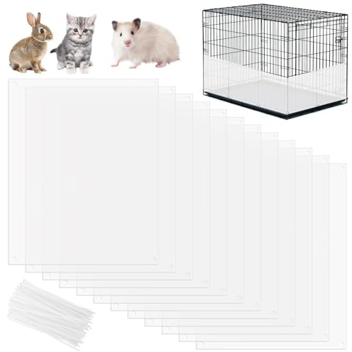 ASOFTY 12 Stück Haustierkäfig-Einlage, 26x21cm Urinabwehrplatten Seitenfutter, Käfig Urin Schutz, Transparent Schutz Käfig Streu, Haustierkäfig Zubehör für Kaninchen, Igel, Meerschweinchen, Hamster