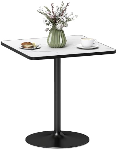 HOMCOM Esstisch 70 x 70 cm Quadratischer Küchentisch für 4 Personen Weiß | Moderner Esszimmertisch, Marmor-Optik, Metallgestell, für Küche, Esszimmer, Wohnzimmer