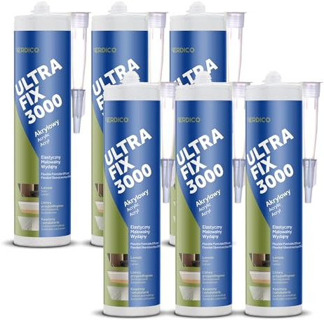 DECCART Baukleber 6 x 280 ml | Montagekleber Schnellhärtend Acryl Montage Kleber Sockelleisten und Stuckleisten Klebe Paneele Wand für Heimwerken Profis