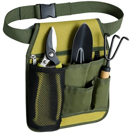 Gardening Tool Belt, Adjustable Pouch Holder, 15.35x9.06 Inches Utility Belt with Multiple Pockets, Work Accessory, Outdoor Gear with Sturdy Design, Tool Organizer for Planting and Harvesting