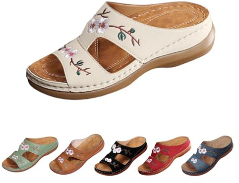 Mules Femme été Confortable Sandales Et Mules Pour Femmes - Sandales Compensées Femme Sandale Orthopedique été Confortable Chausson Bout Ouvert Compensées Plateforme Pantoufles pour Plage et Piscine
