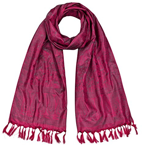 Maharanis Handgewebter Jacquard Seidenschal 100% Seide purpur-silber