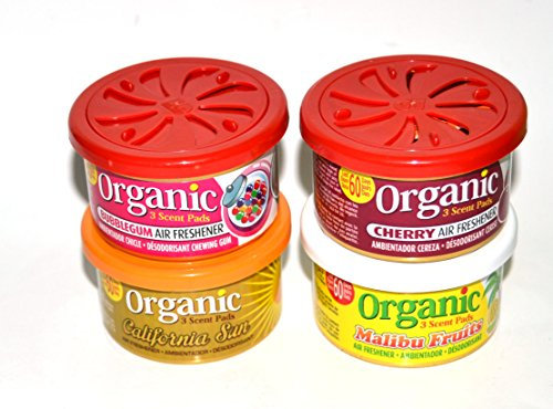 L&D Organic Scent Pad Duftdose 4-er Pack MIX: Bubble Gum, Cherry, California Sun, Malibu Fruits