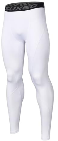 ARSUXEO Kompressionsstrumpbyxor för män, löparbyxor, basskiktleggings, K3, män, vit, medium