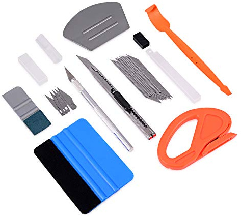 FOSHIO Car Wrap Window Tint Tools Kit Include Carta di Feltro Sagomata seccatoio, spatola Magnetica, taglierina Vinile, 9 mm Coltello chiudibile e Coltello Artigianale per Installazione Pellicola