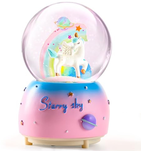 Unicorn Snow Globe for Kids, VECU Snow Globe with Music Perfect Unicorn Music Box for Girls, Granddaughters Babies Birthday ( Manual Snow Drift)