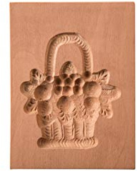 Springerle-Model Blumenkorb, Holz Form Birnbaum, Backform für Anisgebäck, ca. 6,5 x 9 cm