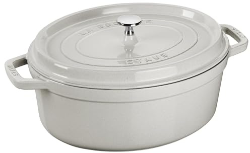 Staub – Schmortopf Truffe weiß aus Gusseisen mit ovalen Noppen 29 cm