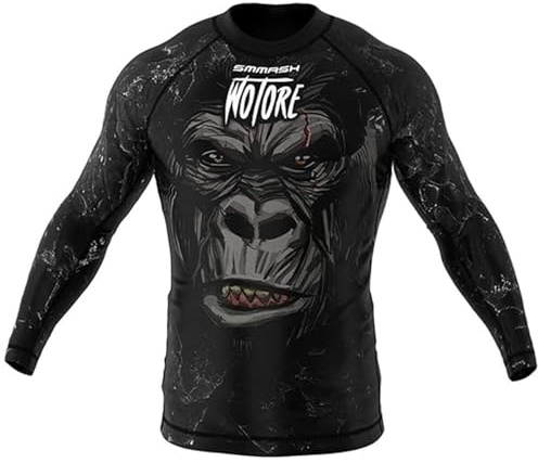 SMMASH Camicia Funzionale Uomo Rashguard Camicia Sportiva A Maniche Lunghe MMA Thaibox Muay Thai Kickboxing Traspirante Resistente All'Abrasione