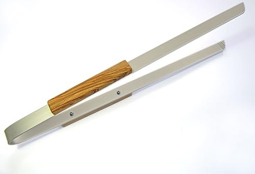 D.O.M.® Big Dady Pince à barbecue en aluminium avec poignées en bois d'olivier 50 cm Sans gravure