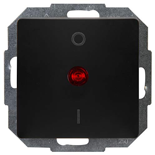 Kopp Paris 2-poliger Schalter, beleuchtet, 10AX, 250V~, IP20, schwarz, matte Oberfläche, 650250080