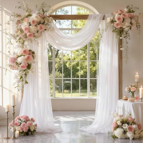 Tissu drapé pour Arche de Mariage, 1 Panneau, 71,1 cm x 5,8 m, Blanc pour Arche de Mariage, décoration de Plafond
