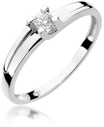 Damen Solitär Versprechen Ring Verlobungsring Antragsring 585 14k Gold Weißgold natürlicher echt Diamant Brillanten