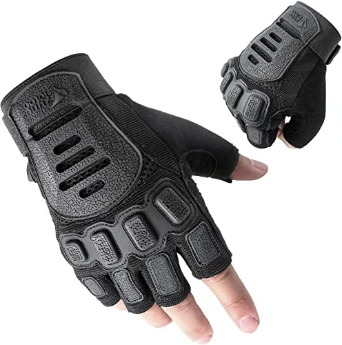 Zune Lotoo Airsoft Handschuhe, Verschleißfeste Halbfinger-Motorradhandschuhe mit Hoher Mobilität, TPR-Aufprallschutz Stoßdämpfende Sommer Taktische Handschuhe für Klettern Paintball Outdoor